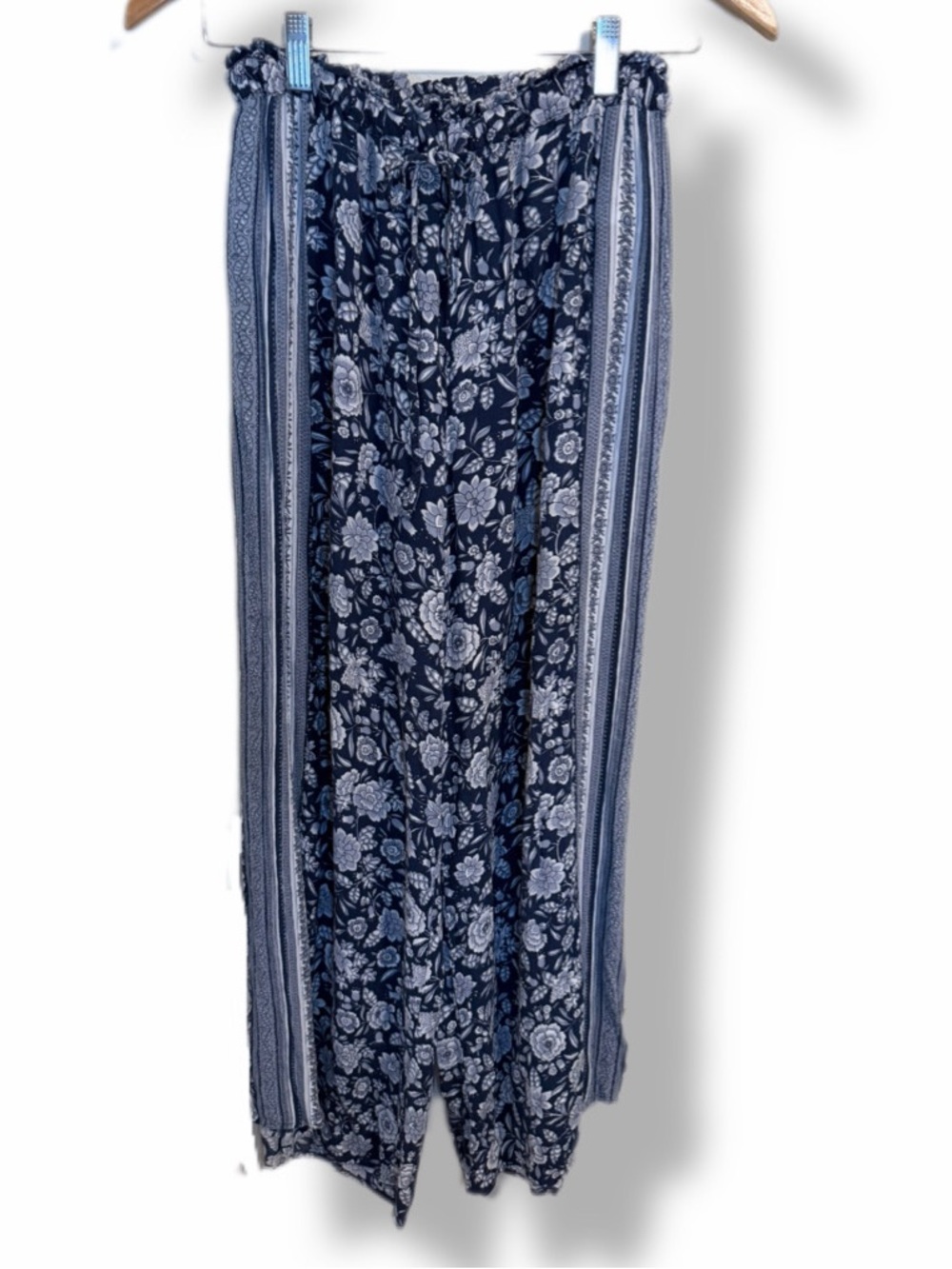 American Eagle Outfitters Blue Flowy Floral Boho Wide Leg Pants Small